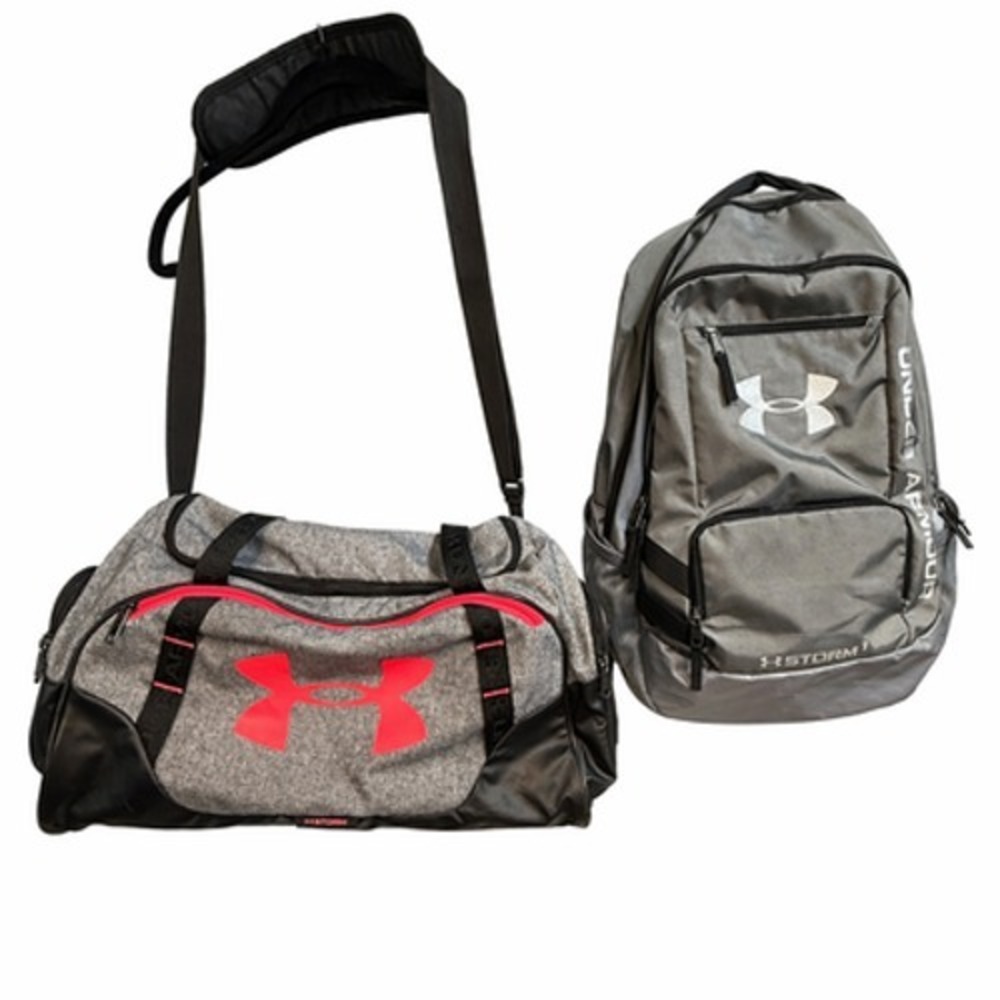 Under Armour Bag Set Mens Large Gray Storm Duffel Gym Travel Backpack Sports